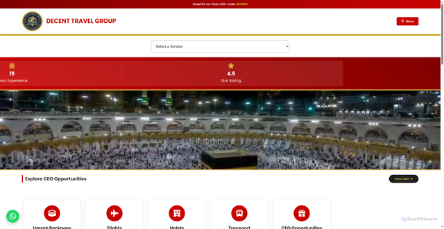Security scan screenshot of https://decenttravels-iarj230wfu.edgeone.app/
