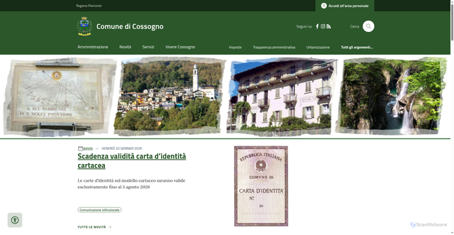 Security scan screenshot of https://www.comune.cossogno.vb.it