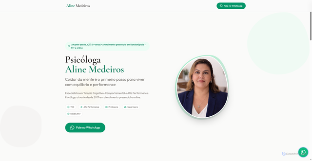 Security scan screenshot of http://alinemedeirospsicologa.com/
