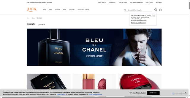 Security scan screenshot of https://www.ulta.com/brand/chanel