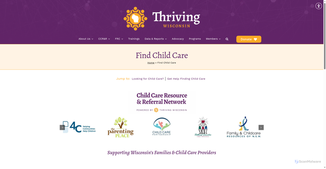Security scan screenshot of https://thrivingwi.org/find-child-care/