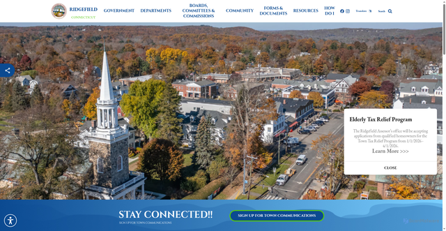 Security scan screenshot of https://ridgefieldct.gov/
