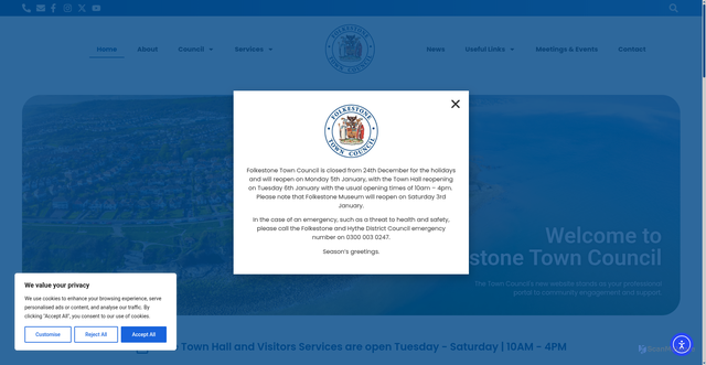 Security scan screenshot of https://www.folkestone-tc.gov.uk/