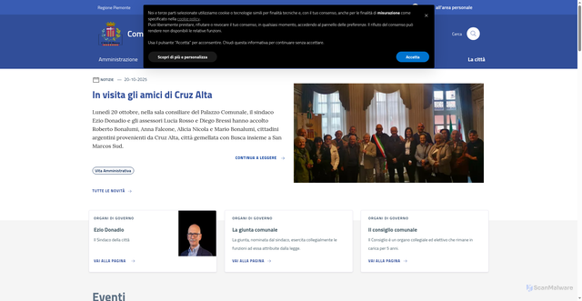 Security scan screenshot of https://www.comune.busca.cn.it/