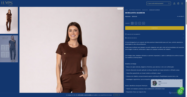 Security scan screenshot of https://luxosjalecos.com/produtos/morganita-marrom-ol2nm/