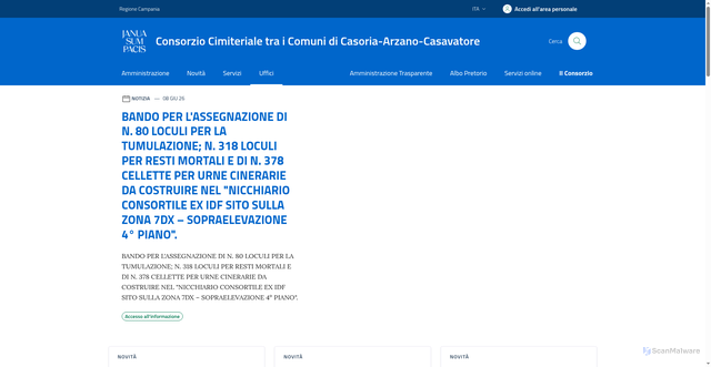 Security scan screenshot of https://www.cimiteroarzanocasavatorecasoria.na.it