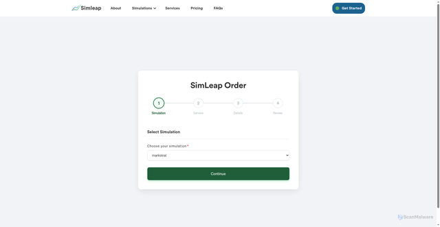 Security scan screenshot of https://simleap.pages.dev/order-page?sim=markstrat