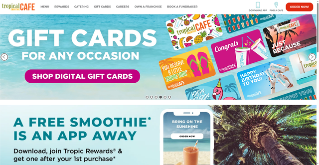 Security scan screenshot of https://www.tropicalsmoothiecafe.com/