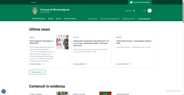 Security scan screenshot of https://www.comune.montemignaio.ar.it