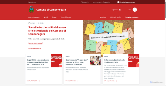 Security scan screenshot of https://www.comune.camponogara.ve.it/