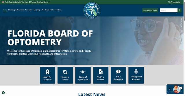 Security scan screenshot of https://floridasoptometry.gov/