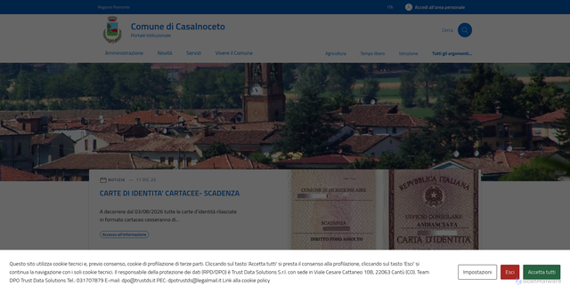 Security scan screenshot of https://comune.casalnoceto.al.it/