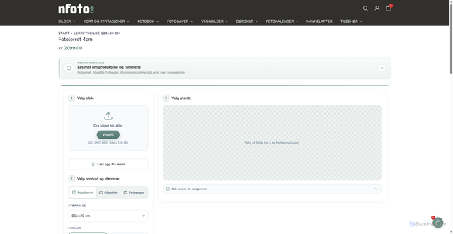 Security scan screenshot of https://nfoto.no/produkter/lerretsbilde-120x80-cm/?utm_source=nfoto.no&utm_campaign=357276078d-EMAIL_CAMPAIGN_2026_06_27_08_19&utm_medium=email&utm_term=0_-357276078d-4832893&mc_cid=357276078d&mc_eid=UNIQID