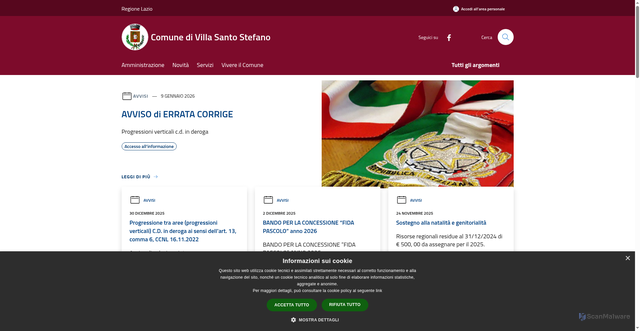 Security scan screenshot of https://www.comune.villasantostefano.fr.it/it