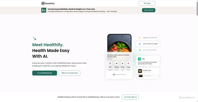 Security scan screenshot of https://healthifyme.com