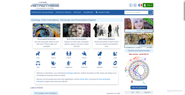 Security scan screenshot of https://astrotheme.com