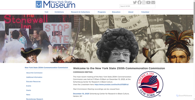 Security scan screenshot of https://nysm.nysed.gov/revolutionaryny250