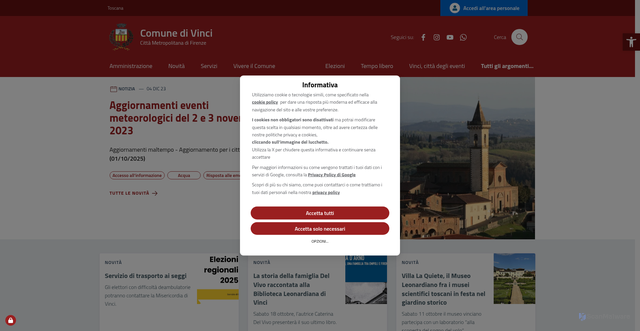Security scan screenshot of https://www.comune.vinci.fi.it/