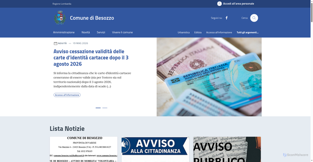 Security scan screenshot of https://www.comune.besozzo.va.it