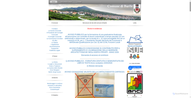 Security scan screenshot of https://www.comune.barile.pz.it/