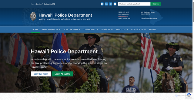 Security scan screenshot of https://www.hawaiipolice.gov/