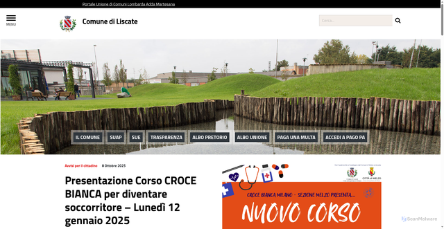 Security scan screenshot of https://www.comune.liscate.mi.it/