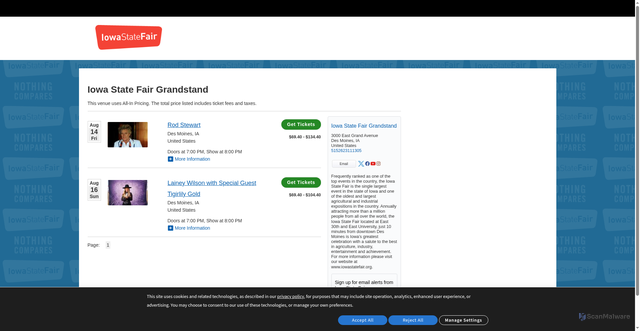 Security scan screenshot of https://www.etix.com/ticket/v/12047/iowa-state-fair-grandstand