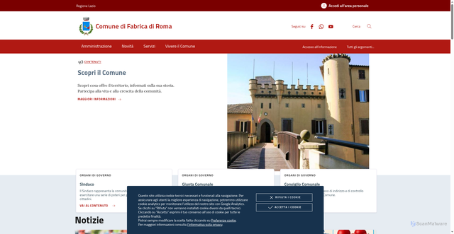Security scan screenshot of https://www.comune.fabricadiroma.vt.it/