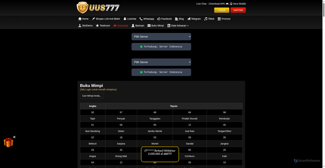 Security scan screenshot of https://xn--p6ccr3dlbaan1ai1aj9jpau3cfi3gdego4f7ihe4szam.net/desktop/bukumimpi