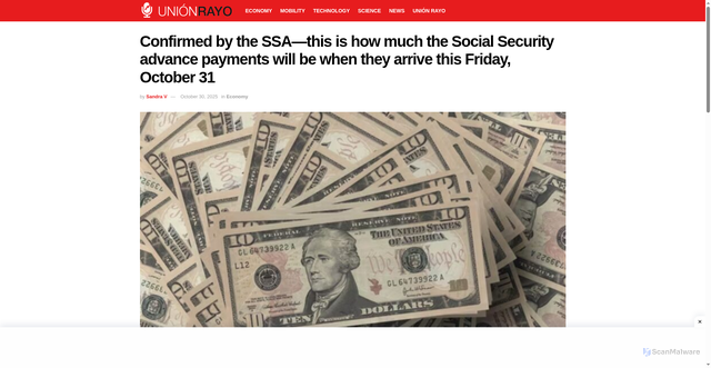 Security scan screenshot of https://unionrayo.com/en/ssa-payments-october-31-schedule/