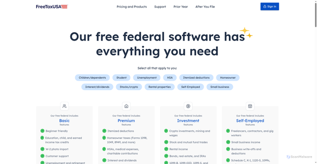 Security scan screenshot of https://www.freetaxusa.com/software