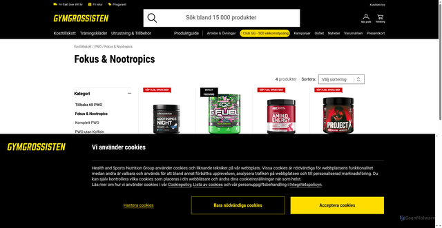 Security scan screenshot of https://www.gymgrossisten.com/