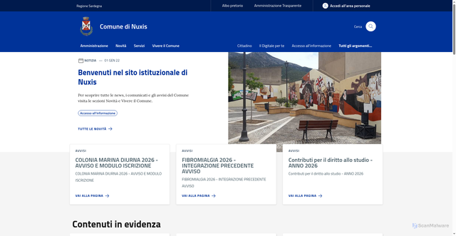 Security scan screenshot of https://www.comune.nuxis.ci.it
