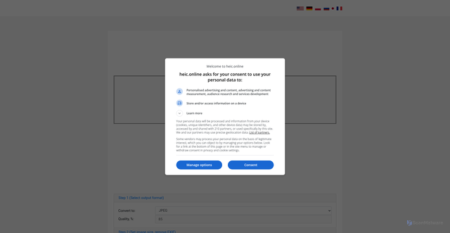 Security scan screenshot of https://heic.online
