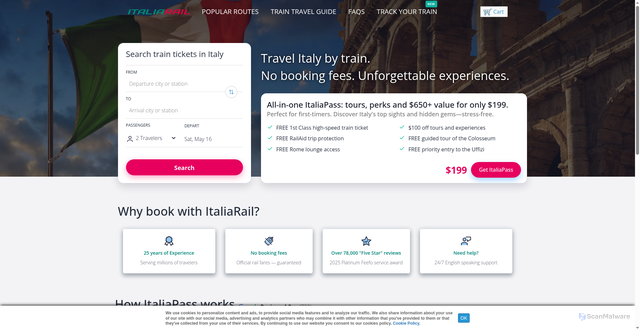 Security scan screenshot of https://italiarail.com