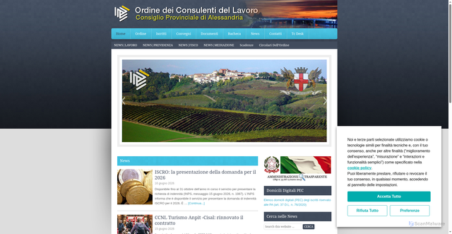 Security scan screenshot of http://www.cdlalessandria.it/