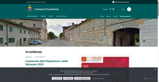 Security scan screenshot of https://www.comune.casatisma.pv.it/it-it/home