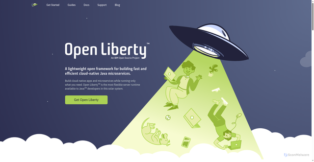 Security scan screenshot of https://openliberty.io