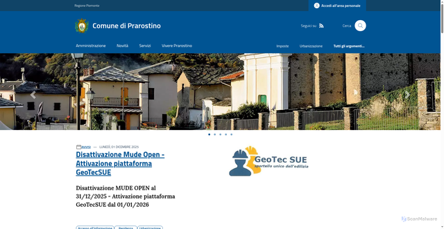 Security scan screenshot of https://www.comune.prarostino.to.it/