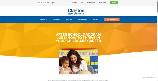 Security scan screenshot of https://claytonyouth.org/insights/after-school-program-jobs-how-to-thrive-in-your-childcare-career/