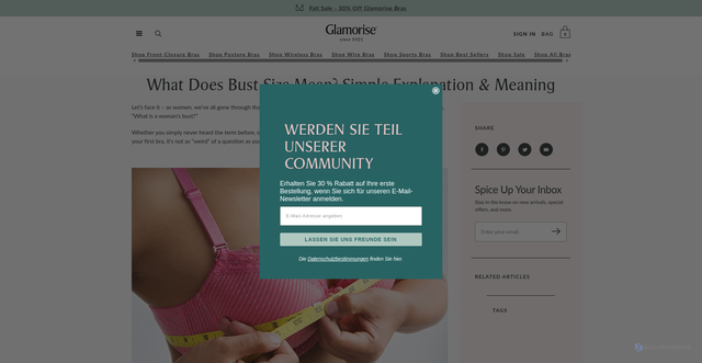 Security scan screenshot of https://glamorise.com/blogs/news/what-exactly-is-a-woman-s-bust-where-did-the-term-come-from