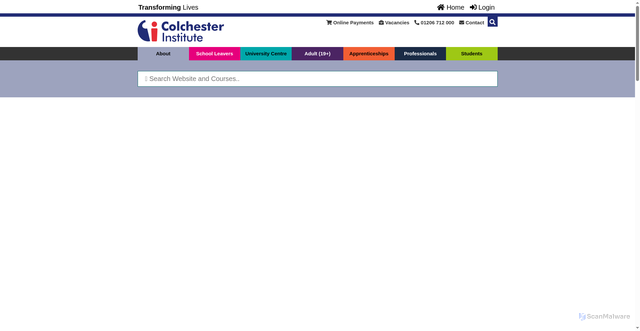 Security scan screenshot of http://www.colchester.ac.uk