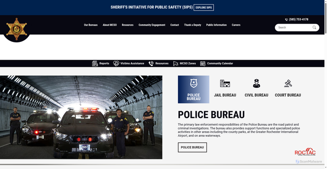 Security scan screenshot of https://monroecountysheriff-ny.gov/