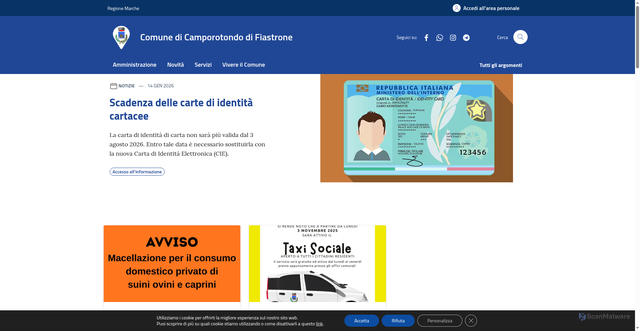 Security scan screenshot of https://www.comune.camporotondodifiastrone.mc.it/