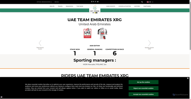 Security scan screenshot of https://www.thealulatour.com/en/team/UAD/uae-team-emirates-xrg