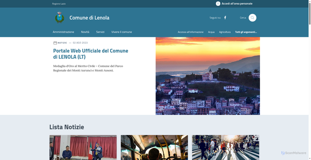 Security scan screenshot of https://comune.lenola.lt.it/