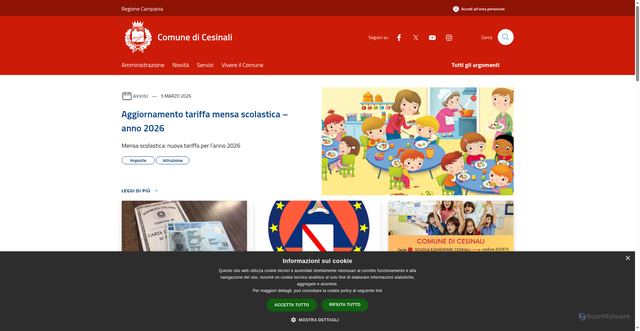 Security scan screenshot of https://www.comune.cesinali.av.it
