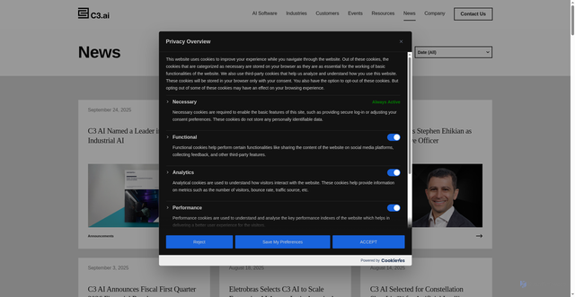 Security scan screenshot of https://c3.ai/news/
