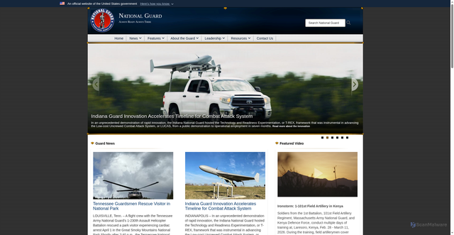 Security scan screenshot of https://www.nationalguard.mil