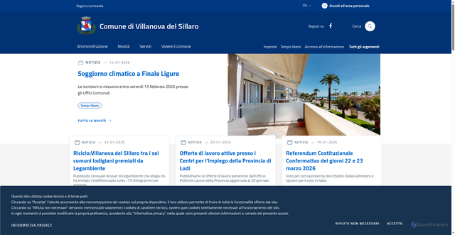 Security scan screenshot of https://www.comune.villanova.lo.it/
